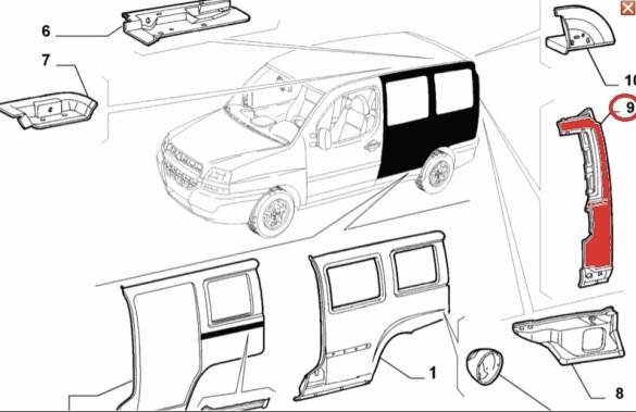 2001-2005 DOBLO ARKA BAGAJ DİREK SACI SOL 98808111 - 4